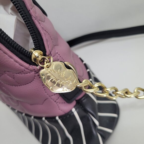 Luv Betsey by Betsey Johnson Cat Face Embossed Satchel Handbag – Pink & Black - Picture 3 of 5